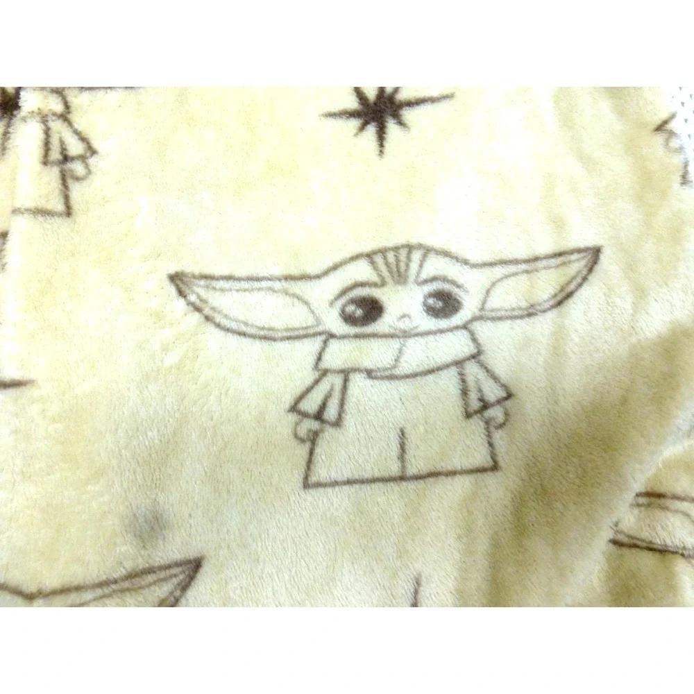 Star Wars Mandalorian Grogu Baby‎ Yoda Fleece Union Suit Pajamas Kids Large Tan